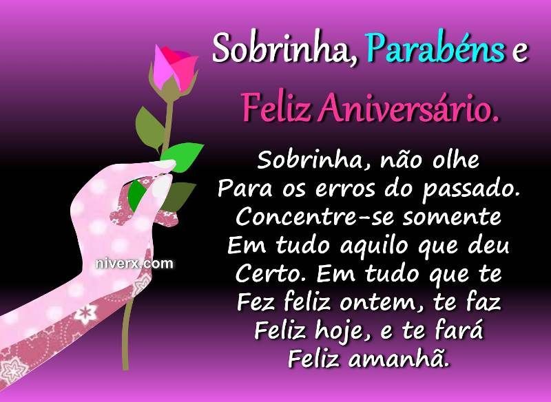 MENSAGEM DE ANIVERSÁRIO PARA SOBRINHA - Mensagem de Aniversários  Mensagem  de aniversário, Feliz aniversário, Aniversário para sobrinha